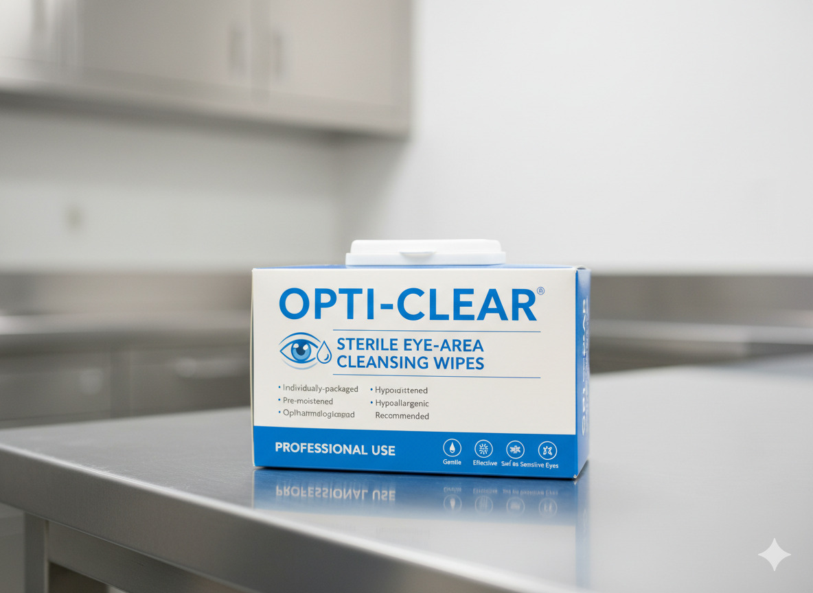 Sterile eye-area cleansing wipes